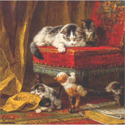 ネコ遊と子猫の椅子 シール (正面)