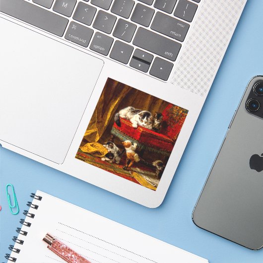 ネコ遊と子猫の椅子 シール (ノートパソコンとiPhone)