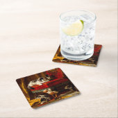 ネコ遊と子猫の椅子 スクエアペーパーコースター (インサイチュ)