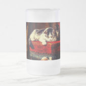 ネコ遊と子猫の椅子 フロストグラスビールジョッキ (中央)