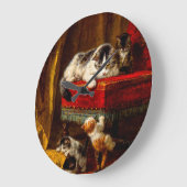 ネコ遊と子猫の椅子 ラージ壁時計 (傾斜)