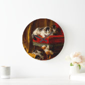 ネコ遊と子猫の椅子 ラージ壁時計 (ホーム)