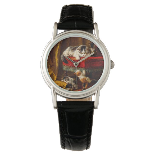 ネコ遊と子猫の椅子 腕時計 (正面)