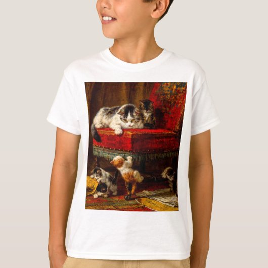ネコ遊と子猫の椅子 Tシャツ (正面)
