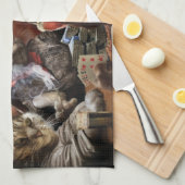 ネコ遊ストランプのポーカー キッチンタオル (四つ折り)