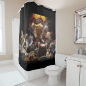 ネコ遊ストランプのポーカー シャワーカーテン (インサイチュ)