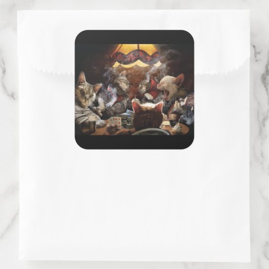 ネコ遊ストランプのポーカー スクエアシール (バッグ)