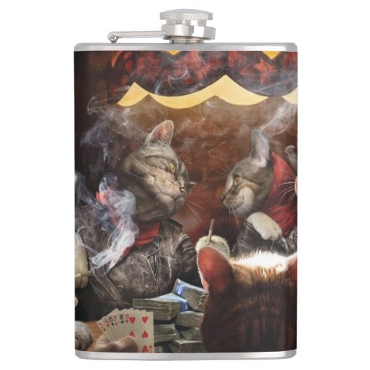ネコ遊ストランプのポーカー フラスク (正面)
