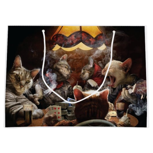 ネコ遊ストランプのポーカー ラージペーパーバッグ (正面)