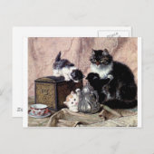 ネコ遊ネコのパーティー絵画アンティーク ポストカード (正面/裏面)