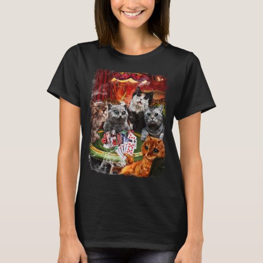 ネコ遊ポーカーカード Tシャツ (正面)