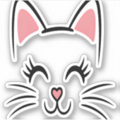 ネコ顔ウィスカープリントラブハロウィーン シール (正面)