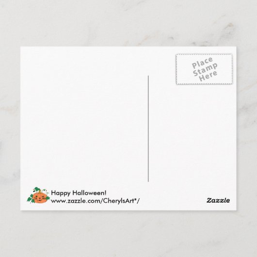 ネコ顔カボチャハッピーハローウィンポストカード ポストカード (裏面)