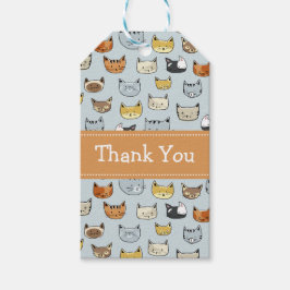 ネコ顔ドードルパターン ギフトタグ