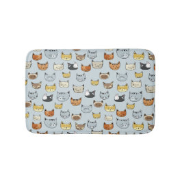 ネコ顔ドードルパターン バスマット