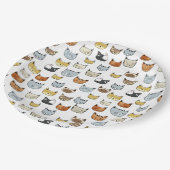 ネコ顔ドードルパターン ペーパープレート (アングル)