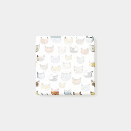 ネコ顔ドードルパターン ポストイット