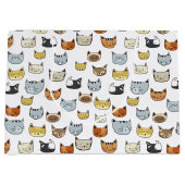 ネコ顔ドードルパターン ラージペーパーバッグ (正面)