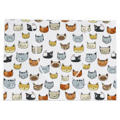 ネコ顔ドードルパターン ラージペーパーバッグ (裏面)