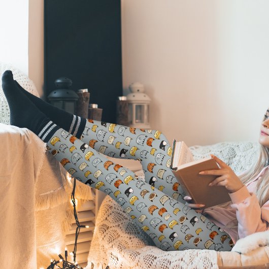 ネコ顔ドードルパターン レギンス