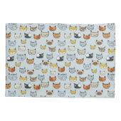 ネコ顔ドードルパターン 枕カバー (裏面-左)