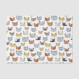 ネコ顔ドードルパターン 薄葉紙