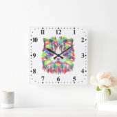 ネコ顔幾何角柱状デザイン-32453 スクエア壁時計 (ホーム)