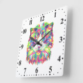 ネコ顔幾何角柱状デザイン-32453 スクエア壁時計 (傾斜)