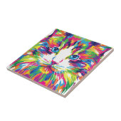 ネコ顔幾何角柱状デザイン-32453 タイル (側面)