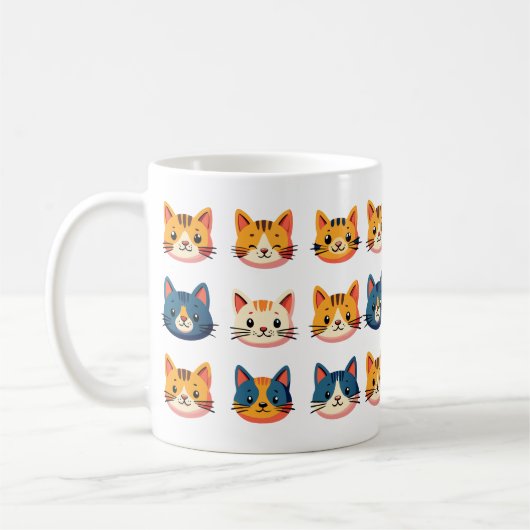 ネコ顔違うレース コーヒーマグカップ (左)