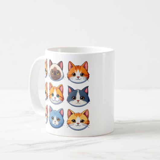 ネコ顔違う9レース コーヒーマグカップ (正面左)