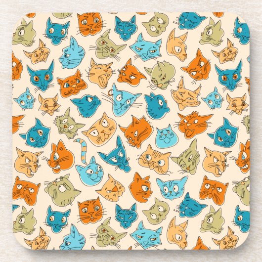 ネコ顔40尾 コースター (正面)