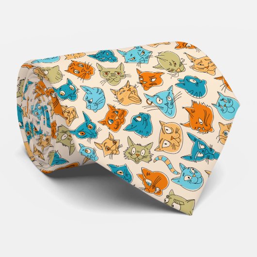 ネコ顔40尾 ネクタイ (ロール)