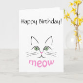 ネコ顔 カード (黄色い花)