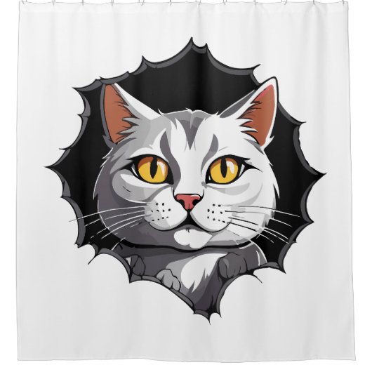 ネコ顔 シャワーカーテン (正面)