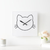 ネコ顔 スクエア壁時計 (ホーム)