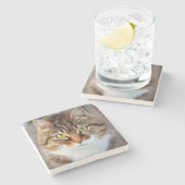 ネコ顔 ストーンコースター (横)