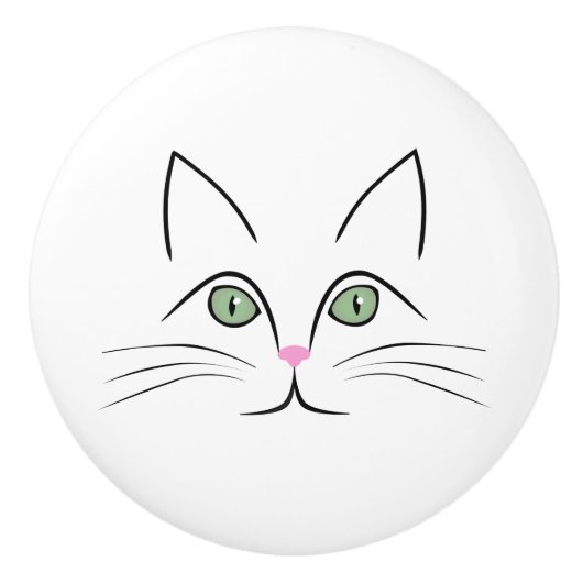 ネコ顔 セラミックノブ (正面)