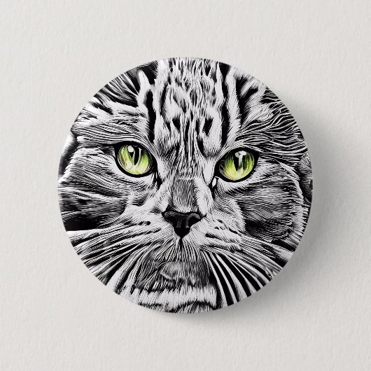 ネコ顔 缶バッジ (正面)