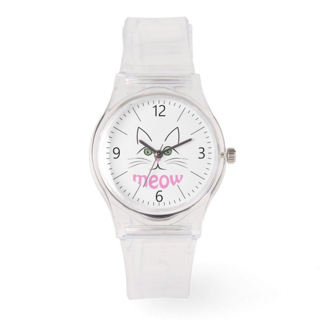 ネコ顔 腕時計 (正面)
