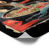 ネコ食べーのラーメン麺おもしろい日本のかわいいAnim ポスター (角)