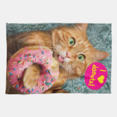 ネコ食べ物ドーナツ キッチンタオル (横)