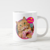 ネコ食べ物ドーナツ ジャンボコーヒーマグカップ (右)