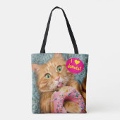 ネコ食べ物ドーナツ トートバッグ (裏面)