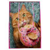 ネコ食べ物ドーナツ ミディアムペーパーバッグ (裏面)