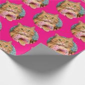 ネコ食べ物ドーナツ ラッピングペーパー (角)