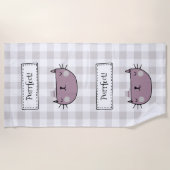 ネコ魅力的パーフェクトバッファロープレイド ビーチタオル (正面)