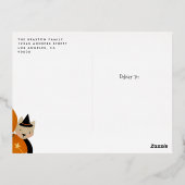 ネコ魔女とハロウィーンのカボチャのちょうちんハッピーハローウィン 箔シーズンポストカード (裏面)