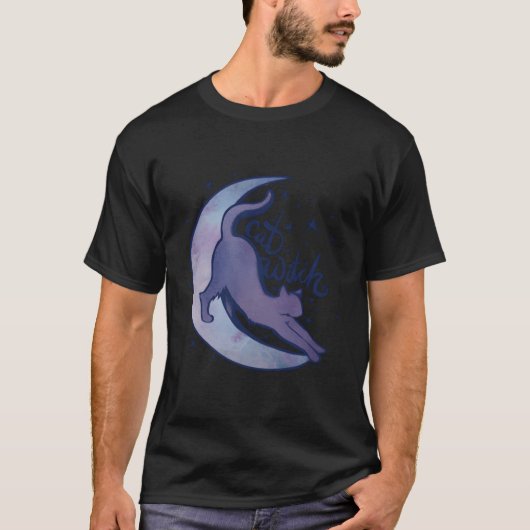 ネコ魔女ムーンキティ猫パープルムーンチャイルド Tシャツ (正面)