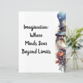 ネコ2子猫バラとトップハットの水色 (スタンド正面)